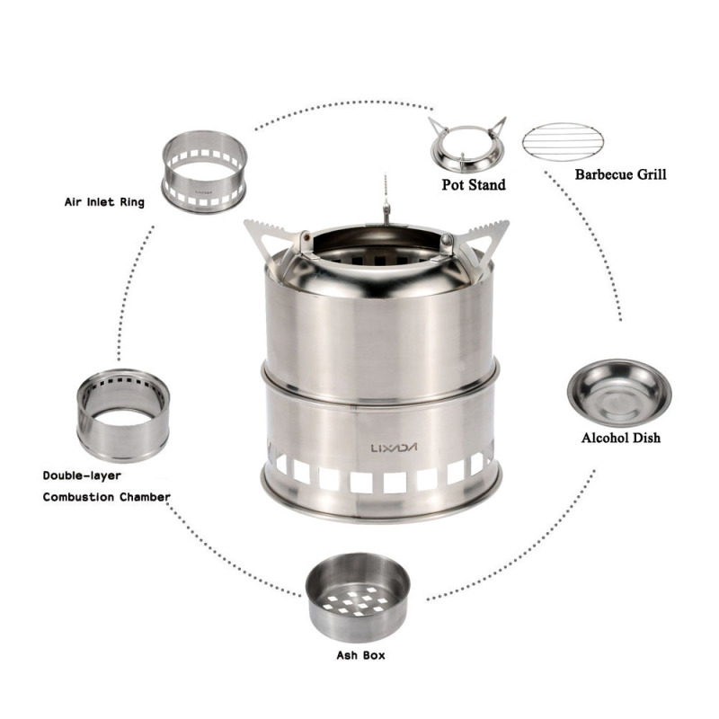 Lixada Stainless Steel Wood St - Outdoor Camping Stove Wood recension och pris