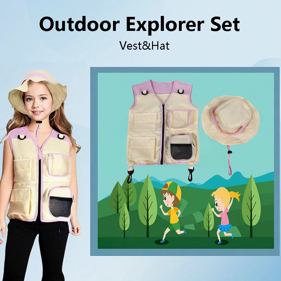 Children Explorer Vest Hat Sui - Outdoor Camping Kids Activities recension och pris