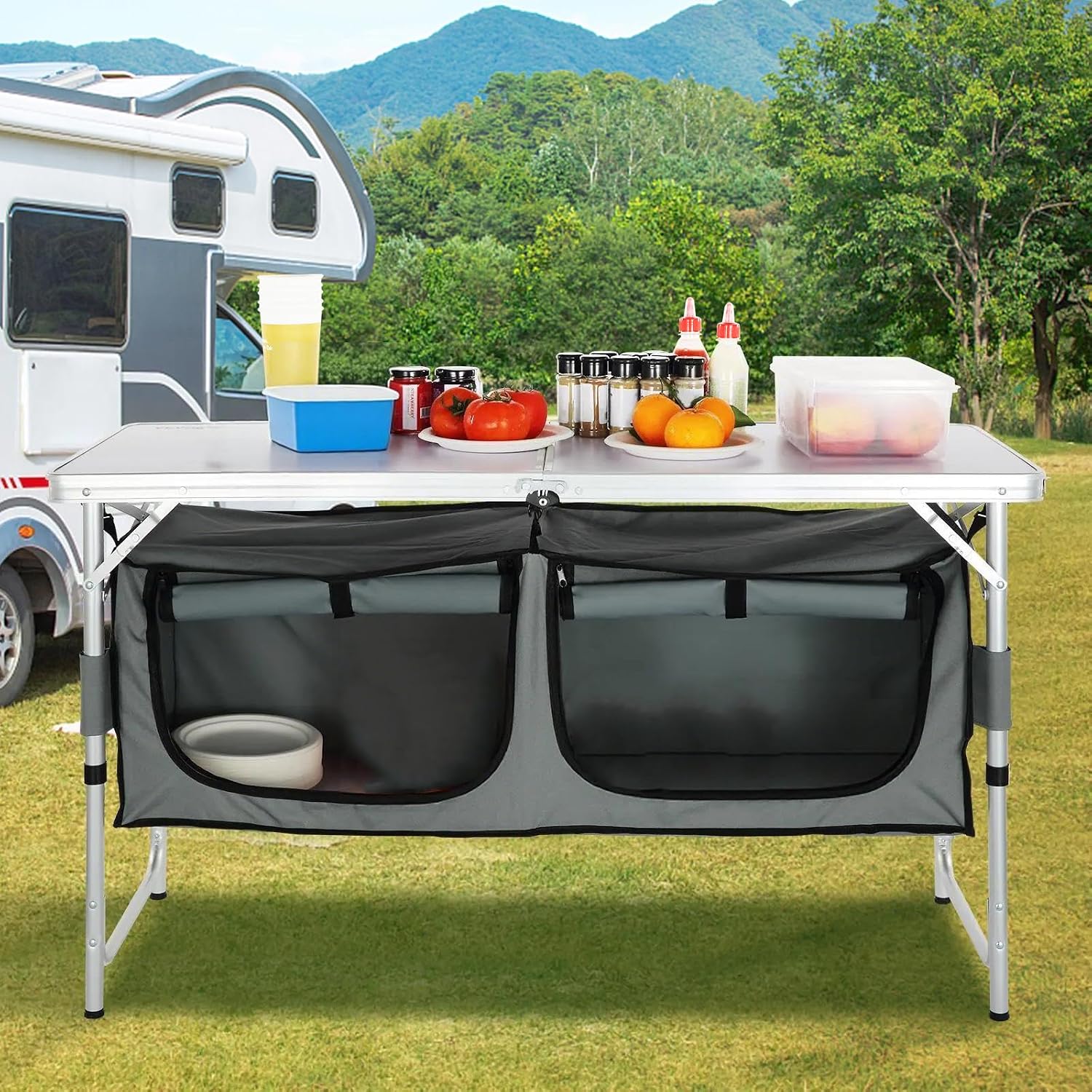 Camping Kitchen Station, 3 Adj - Outdoor Camping Kitchen Setup recension och pris