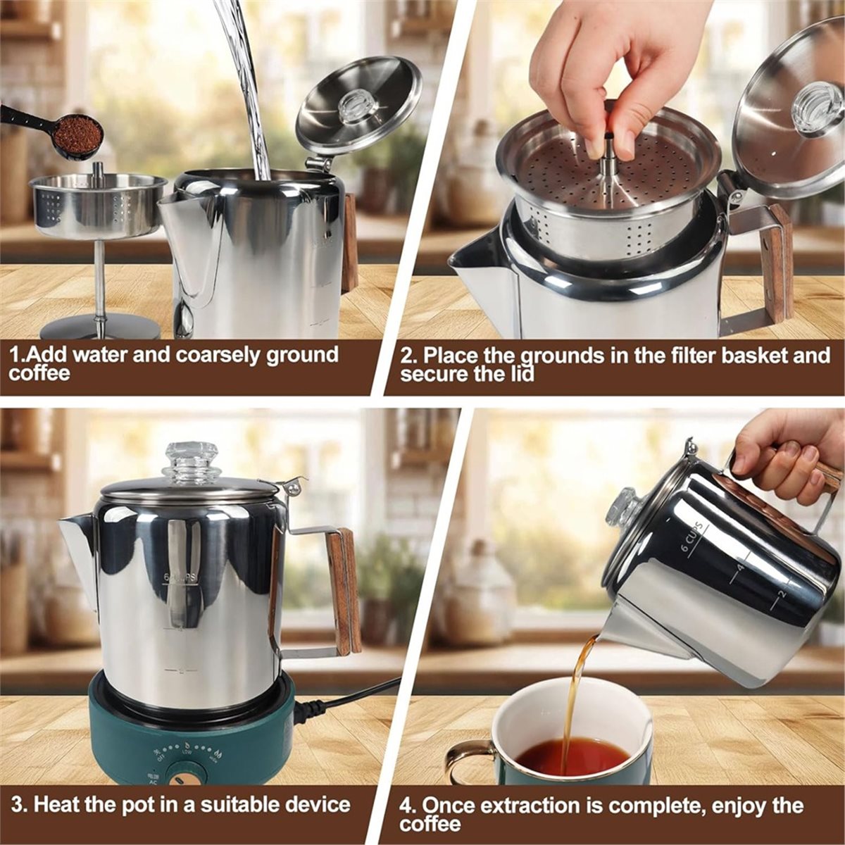 6 Cup Percolator 304 Stainless - Camp Percolator Coffee recension och pris