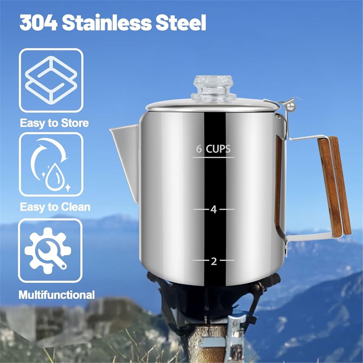 6 Cup Percolator 304 Stainless - Camp Percolator Coffee recension och pris